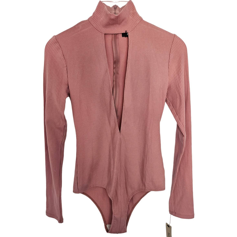 Reformation Pink Ribbed Bodysuit